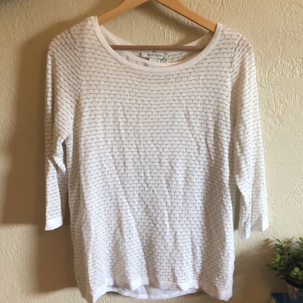 White House Black Market White/Gold Top - Size M
